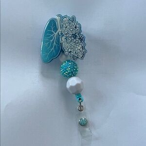 Handmade Floral Lung Badge Reel with Beaded Accents